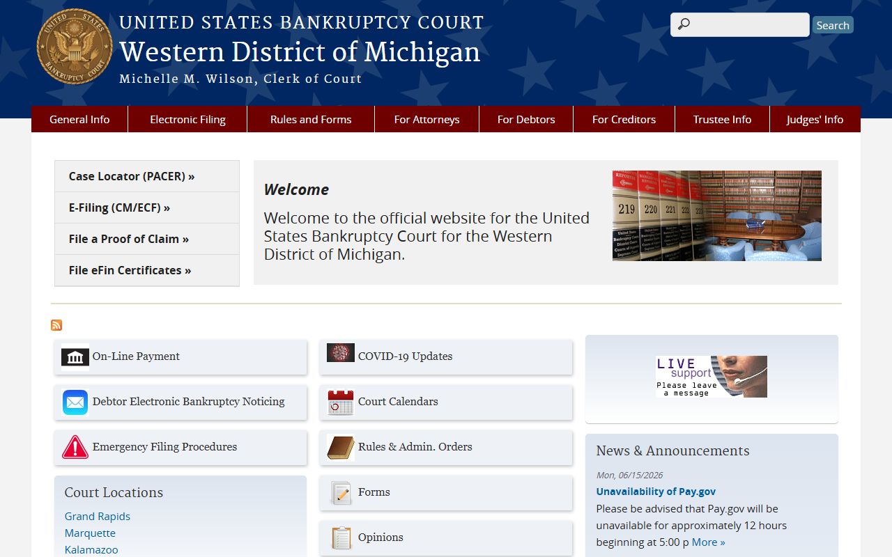 Ottawa County Clerk of Court western district bankruptcy court records