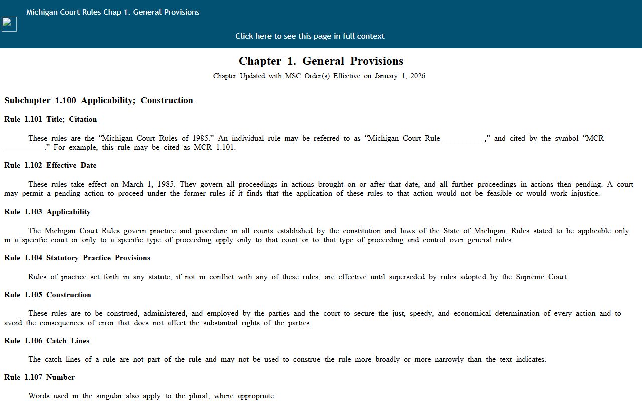 Michigan Court Rule 1.109 governing Ottawa County court records filings