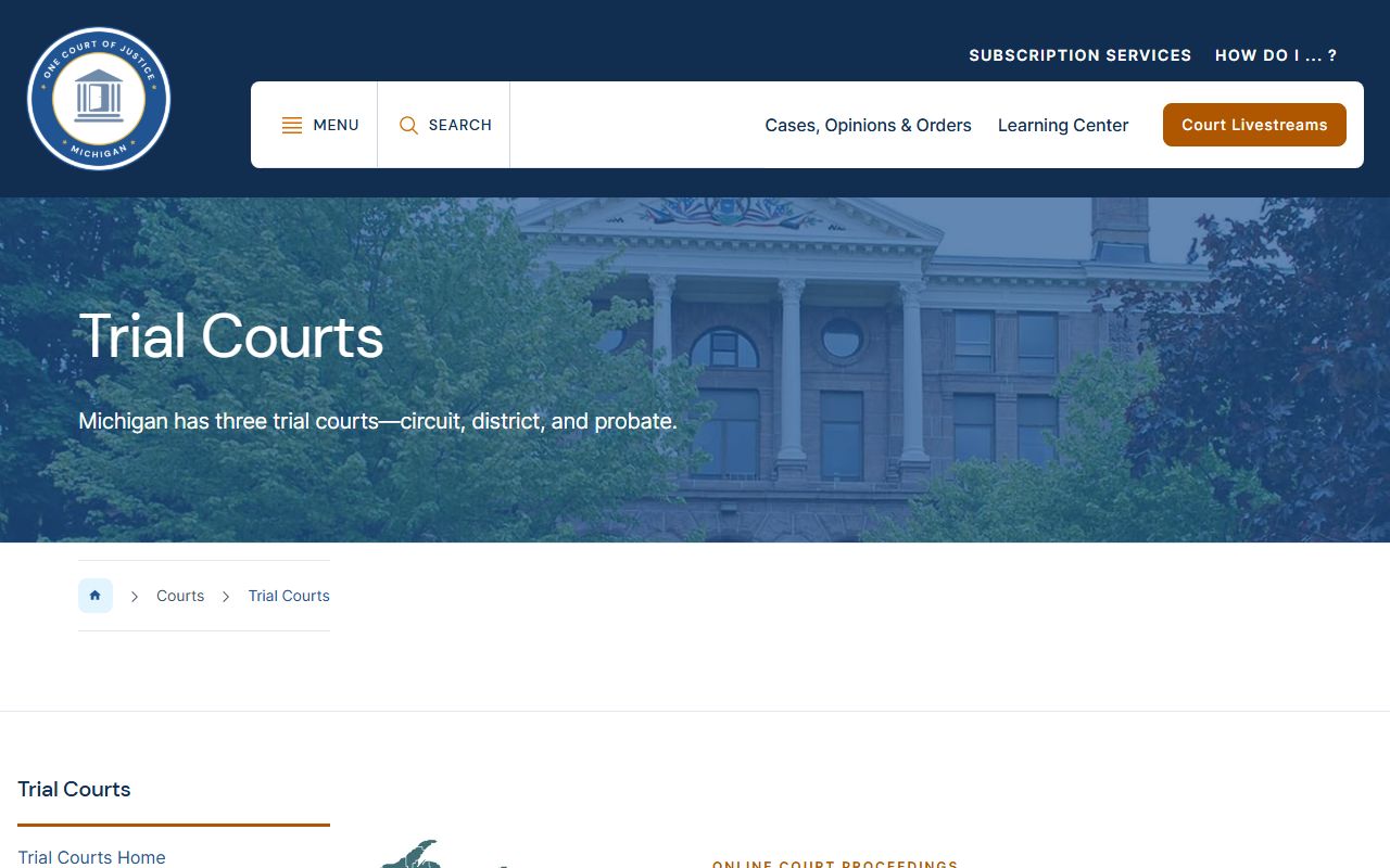 Michigan trial court structure behind Ottawa County court records