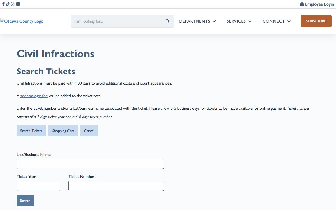Ottawa County traffic court records civil infractions payment portal