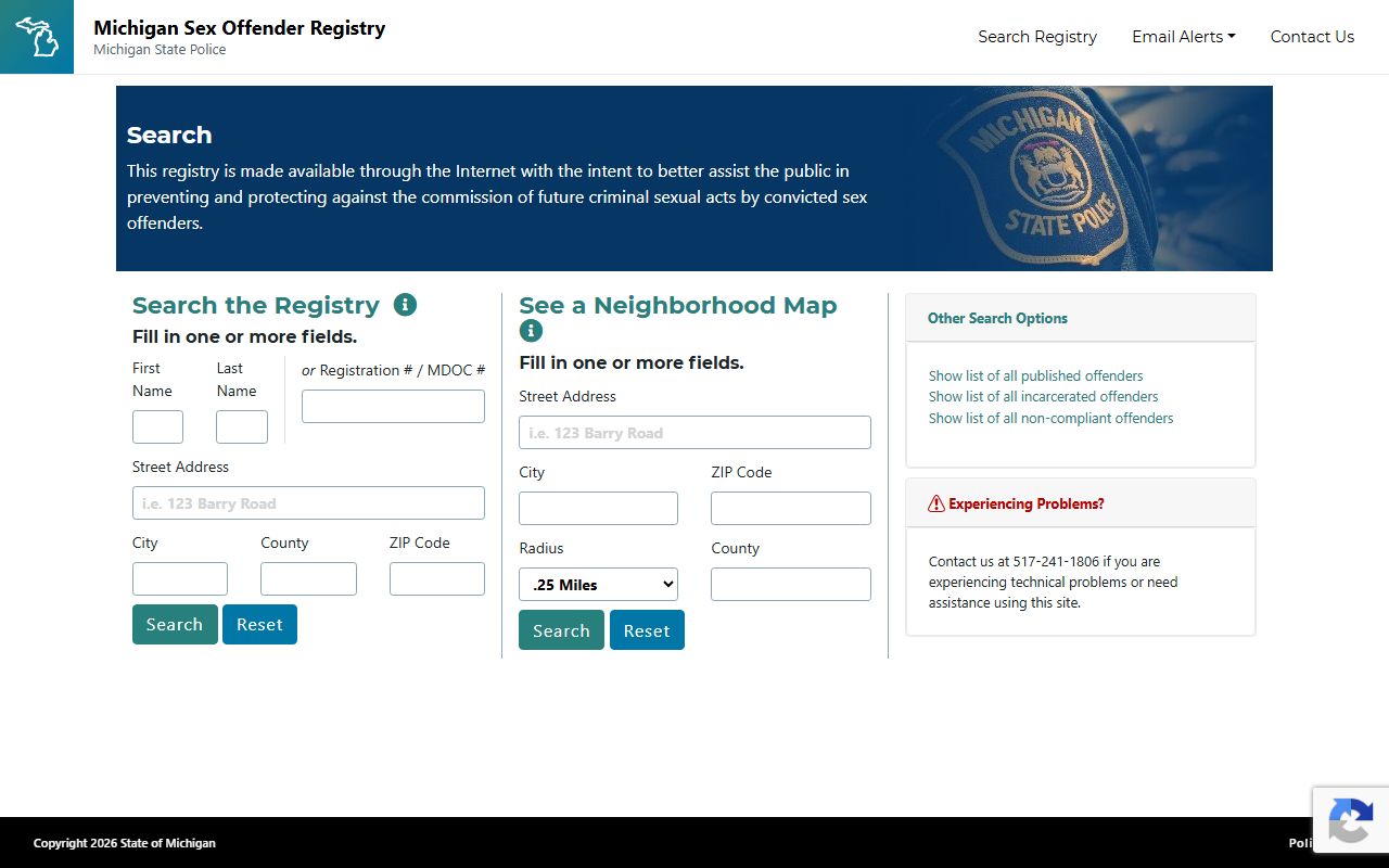 Ottawa County warrant research using the Michigan public sex offender registry search