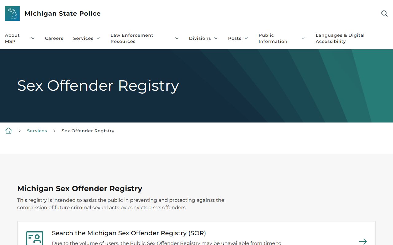 Ottawa County warrant background check and the Michigan State Police sex offender registry